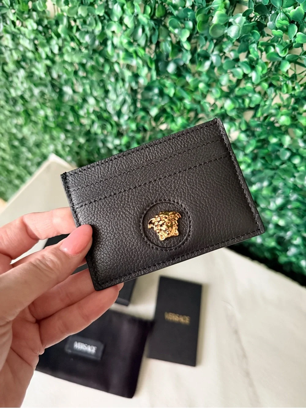 Versace Black Leather Medusa Card Holder Brand New!